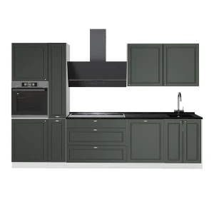Cucina componibile Fame-Line Verde-oro rustico/Bianco 310 cm senza piano di lavoro Vicco