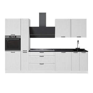 Zabudowa kuchenna Fame-Line Biały rustykalny/Biały 310 cm, BP Antracyt Vicco
