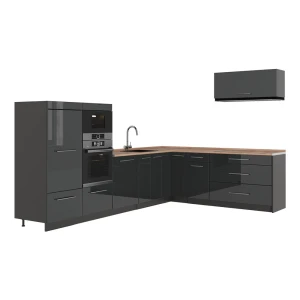 Hoekkeuken Fame-Line Antraciet Hoogglans/Antraciet 327 x 227 cm, WB Eik Vicco