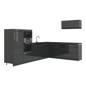 Hoekkeuken Fame-Line Antraciet Hoogglans/Antraciet 327 x 227 cm zonder werkblad Vicco