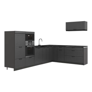 Hoekkeuken Fame-Line Donkergrijs/Antraciet 327 x 227 cm zonder werkblad Vicco