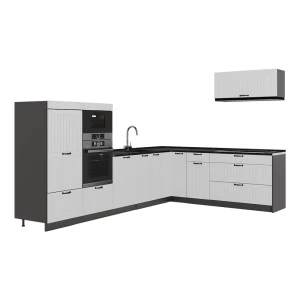 Hoekkeuken Fame-Line Wit Landhuis/Antraciet 327 x 227 cm zonder werkblad Vicco