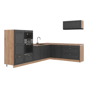 Cucina angolare completa Fame-Line Oro-antracite rustico/Rovere dorato 327 x 227 cm, PL Rovere Vicco