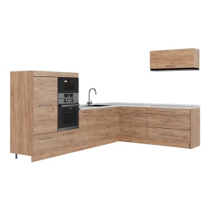 Kuchnia narożna Fame-Line Dąb goldkraft/Dąb goldkraft 327 x 227 cm, BP Marmur Vicco