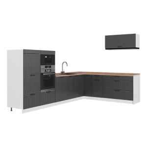 Kulmakeittiö Fame-Line Tumman harmaa/Valkoinen 327 x 227 cm, AP Oak Vicco
