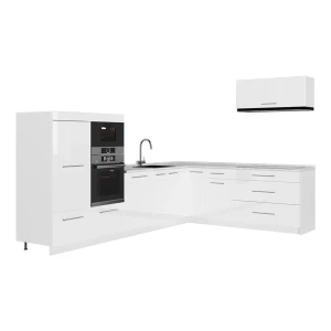 Cuisine en angle Fame-Line Blanc Haute brillance/Blanc 327 x 227 cm, PT Marbre Vicco