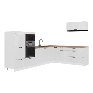 Cuisine en angle Fame-Line Blanc campagne/Blanc 327 x 227 cm, PT Chêne Vicco
