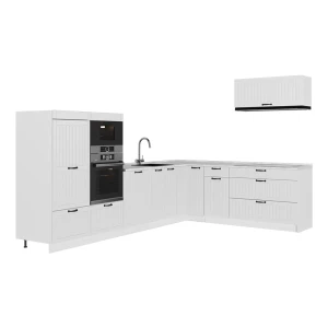 Cuisine en angle Fame-Line Blanc campagne/Blanc 327 x 227 cm, PT Marbre Vicco
