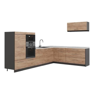 Kuchnia narożna Fame-Line Dąb goldkraft/Antracyt 327 x 227 cm, BP Marmur Vicco