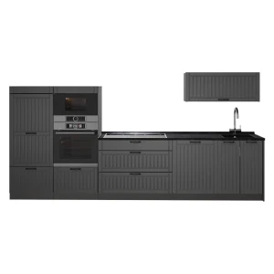 Complete keukeneenheid Fame-Line Donkergrijs/Antraciet 340 cm zonder werkblad Vicco