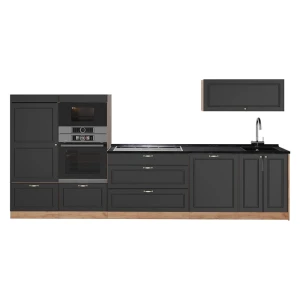 Cucina componibile Fame-Line Oro-antracite rustico/Rovere dorato 340 cm senza piano di lavoro Vicco