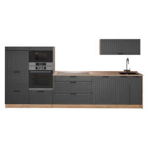Cucina componibile Fame-Line Grigio scuro/Rovere dorato 340 cm senza piano di lavoro Vicco