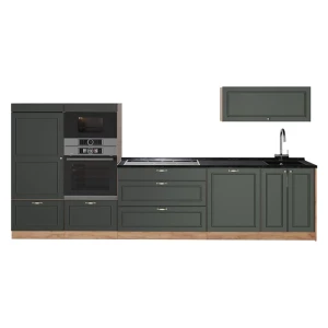 Cucina componibile Fame-Line Verde-oro rustico/Rovere dorato 340 cm senza piano di lavoro Vicco