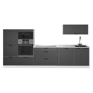 Cucina componibile Fame-Line Grigio scuro/Bianco 340 cm senza piano di lavoro Vicco