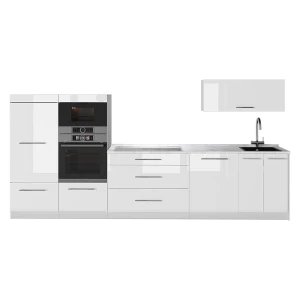 Cucina componibile Fame-Line Bianco lucido/Bianco 340 cm senza piano di lavoro Vicco