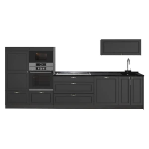 Complete keukeneenheid Fame-Line Anthrazit-Gold Landhaus/Antraciet 340 cm, WB Antraciet Vicco