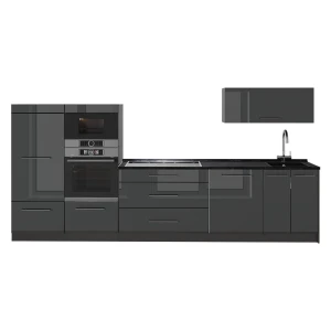 Complete keukeneenheid Fame-Line Antraciet Hoogglans/Antraciet 340 cm, WB Antraciet Vicco