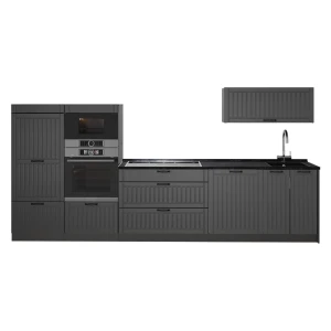 Complete keukeneenheid Fame-Line Donkergrijs/Antraciet 340 cm, WB Antraciet Vicco