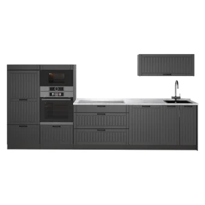 Complete keukeneenheid Fame-Line Donkergrijs/Antraciet 340 cm, WB Marmer Vicco