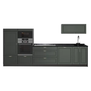 Complete keukeneenheid Fame-Line Groen-Goud Landhuis/Antraciet 340 cm, WB Antraciet Vicco