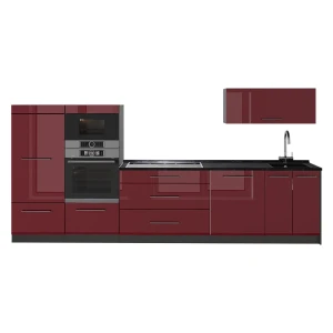 Cucina componibile Fame-Line Bordeaux lucido/Antracite 340 cm, PL Antracite Vicco