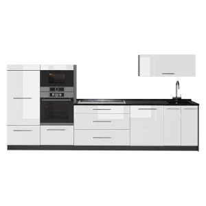 Zabudowa kuchenna Fame-Line Biały wysoki połysk/Antracyt 340 cm, BP Antracyt Vicco