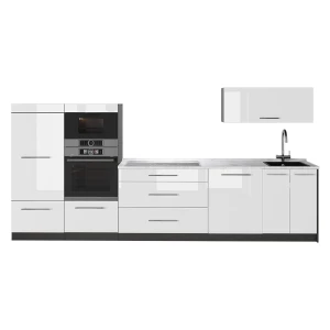 Cucina componibile Fame-Line Bianco lucido/Antracite 340 cm, PL Marmo Vicco