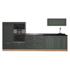 Cucina componibile Fame-Line Verde-oro rustico/Rovere dorato 340 cm, PL Antracite Vicco