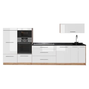 Cucina componibile Fame-Line Bianco lucido/Rovere dorato 340 cm, PL Antracite Vicco
