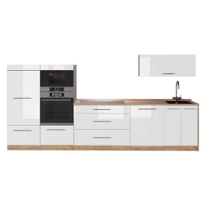 Cucina componibile Fame-Line Bianco lucido/Rovere dorato 340 cm, PL Rovere Vicco