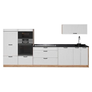 Cucina componibile Fame-Line Bianco rustico/Rovere dorato 340 cm, PL Antracite Vicco