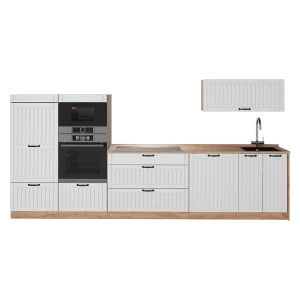 Cucina componibile Fame-Line Bianco rustico/Rovere dorato 340 cm, PL Rovere Vicco