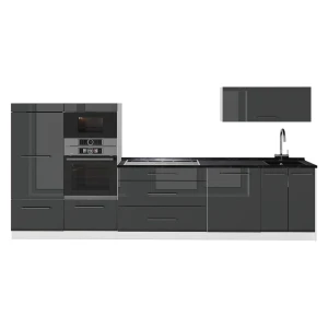 Cucina componibile Fame-Line Antracite lucido/Bianco 340 cm, PL Antracite Vicco