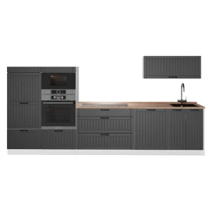 Cucina componibile Fame-Line Grigio scuro/Bianco 340 cm, PL Rovere Vicco