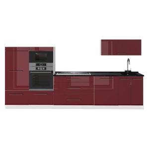 Cucina componibile Fame-Line Bordeaux lucido/Bianco 340 cm, PL Antracite Vicco