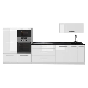 Cucina componibile Fame-Line Bianco lucido/Bianco 340 cm, PL Antracite Vicco