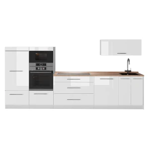 Cucina componibile Fame-Line Bianco lucido/Bianco 340 cm, PL Rovere Vicco