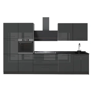 Cuisine Fame-Line Anthracite Haute brillance/Anthracite 340cm sans PT Vicco