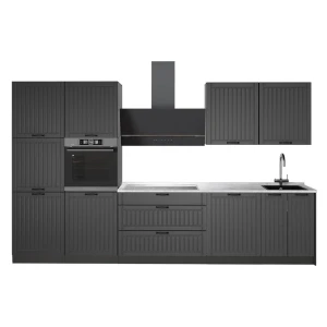 Cuisine Fame-Line Gris foncé/Anthracite 340cm, PT Marbre Vicco