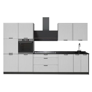 Küchenzeile Fame-Line Weiß Landhaus/Anthrazit 340 cm ohne Arbeitsplatte Vicco