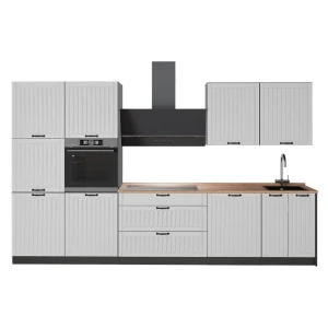 Zabudowa kuchenna Fame-Line Biały rustykalny/Antracyt 340 cm, BP Dąb Vicco