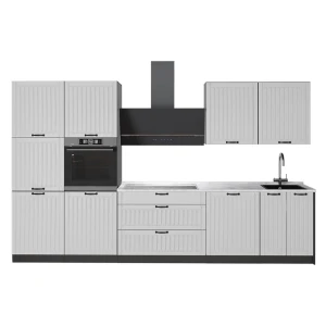 Complete keukeneenheid Fame-Line Wit Landhuis/Antraciet 340 cm, WB Marmer Vicco