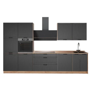 Complete keukeneenheid Fame-Line Donkergrijs/Goudkleurig Eiken 340 cm zonder werkblad Vicco