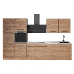 Cucina componibile Fame-Line Rovere dorato/Rovere dorato 340 cm, PL Marmo Vicco