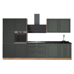 Cucina componibile Fame-Line Verde-oro rustico/Rovere dorato 340 cm, PL Antracite Vicco