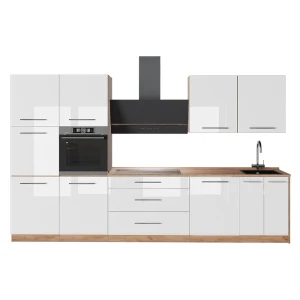 Cucina componibile Fame-Line Bianco lucido/Rovere dorato 340 cm, PL Rovere Vicco