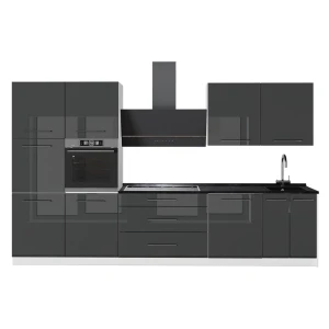 Cucina componibile Fame-Line Antracite lucido/Bianco 340 cm, PL Antracite Vicco