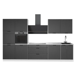 Cuisine Fame-Line Gris foncé/Blanc 340cm, PT Marbre Vicco