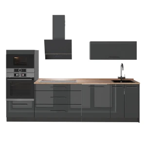 Zabudowa kuchenna Fame-Line Antracyt połysk/Antracyt 280 cm, BP Dąb Vicco