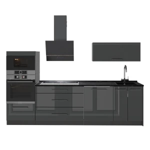 Complete keukeneenheid Fame-Line Antraciet Hoogglans/Antraciet 280 cm zonder werkblad Vicco
